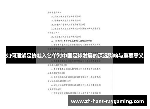 如何理解足协准入名单对中国足球发展的深远影响与重要意义